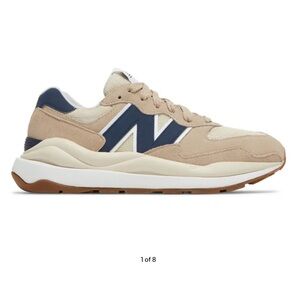 New Balance Beige and Navy Casual Runner Sneakers